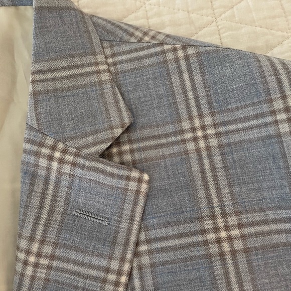 TRUSSINI made In Italy Super 130’s Wool Check Print Jacket Size 46R - Picture 3 of 11